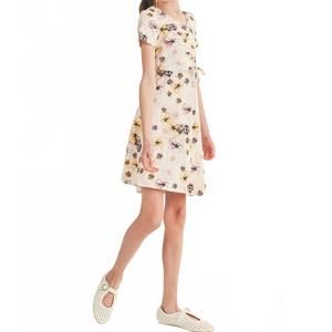 NEW HEART AND ARROW girls' ruched front floral dress in lilac yellow